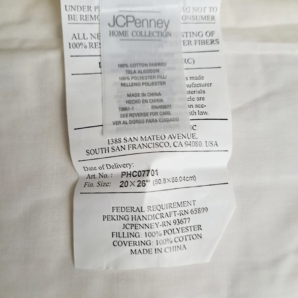 JCPenney Home Collection Cream Quilted & Embroidered Pillow Shams